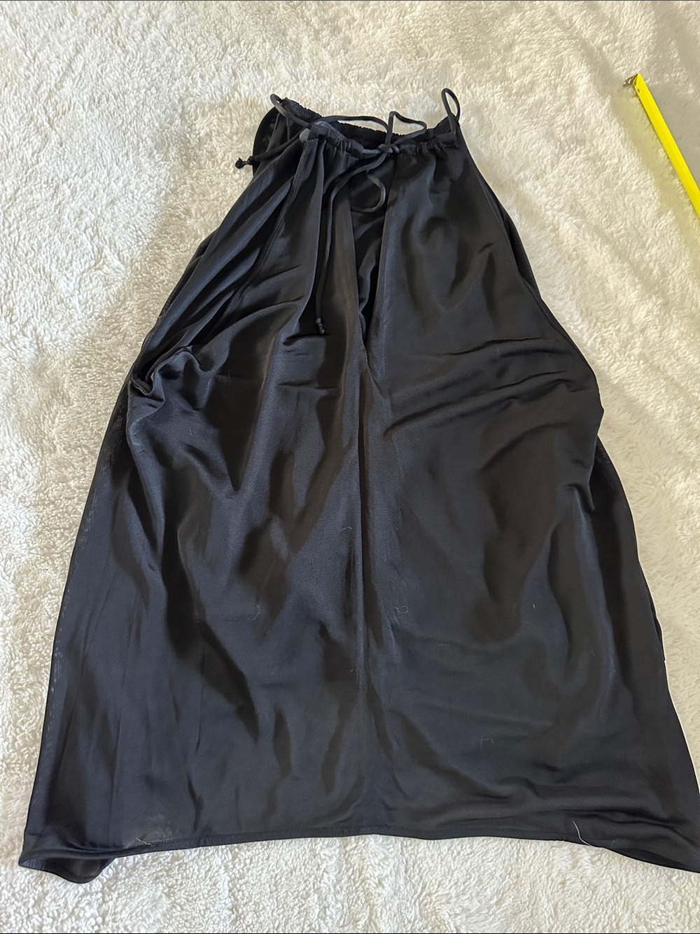 AllSaints Black Halter Tie Gathered Neck Top - Picture 5 of 8
